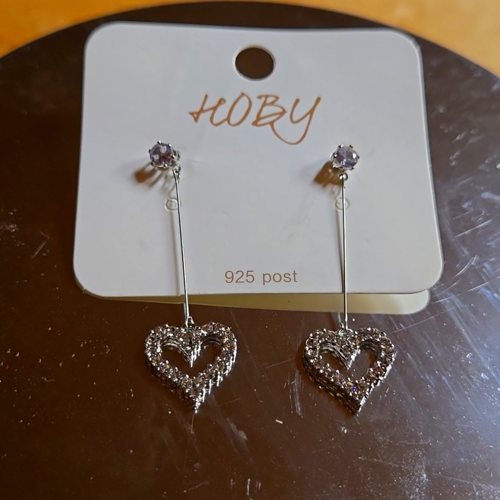 HEART DROP EARRINGS 925 POST